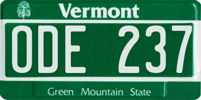 VT license plate ODE237