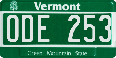 VT license plate ODE253