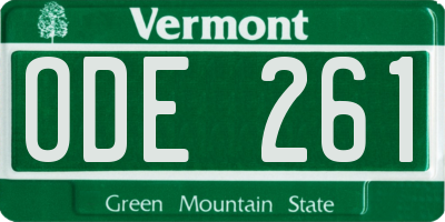 VT license plate ODE261