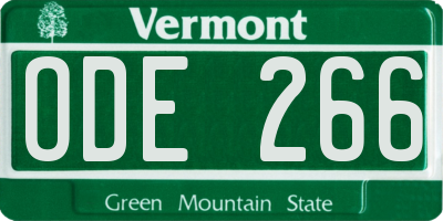 VT license plate ODE266