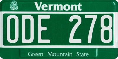VT license plate ODE278