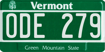 VT license plate ODE279