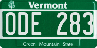 VT license plate ODE283