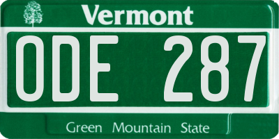 VT license plate ODE287