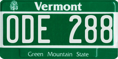 VT license plate ODE288
