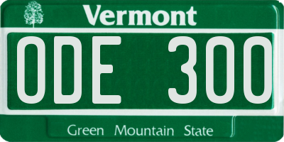 VT license plate ODE300
