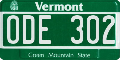 VT license plate ODE302