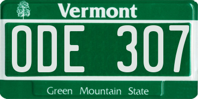 VT license plate ODE307