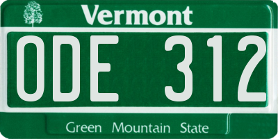 VT license plate ODE312