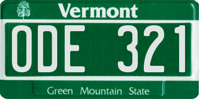 VT license plate ODE321
