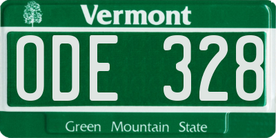 VT license plate ODE328
