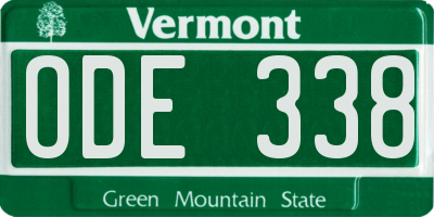VT license plate ODE338