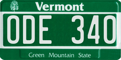 VT license plate ODE340
