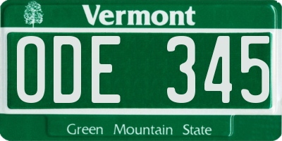 VT license plate ODE345
