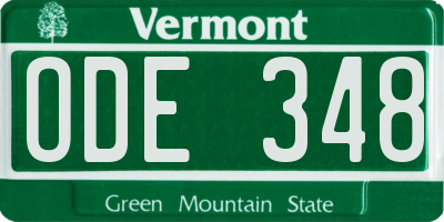 VT license plate ODE348