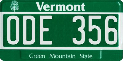 VT license plate ODE356