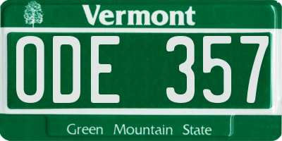 VT license plate ODE357