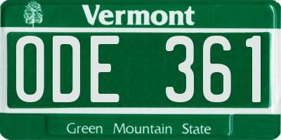 VT license plate ODE361