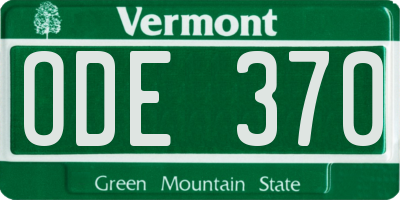 VT license plate ODE370