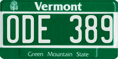 VT license plate ODE389