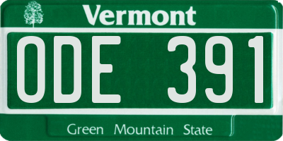 VT license plate ODE391