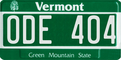 VT license plate ODE404