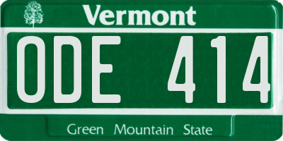 VT license plate ODE414
