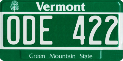 VT license plate ODE422