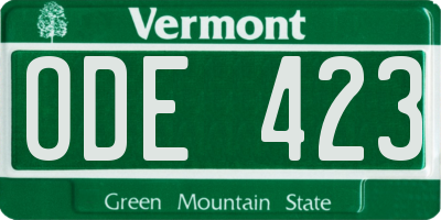 VT license plate ODE423