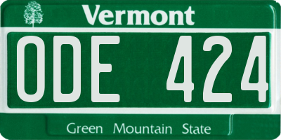 VT license plate ODE424