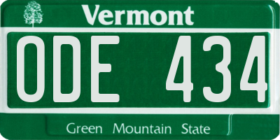 VT license plate ODE434