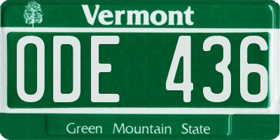 VT license plate ODE436