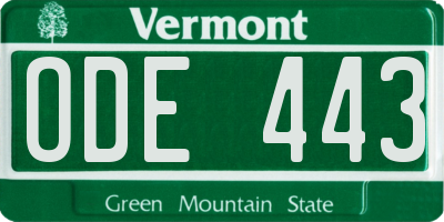VT license plate ODE443