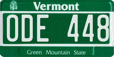 VT license plate ODE448