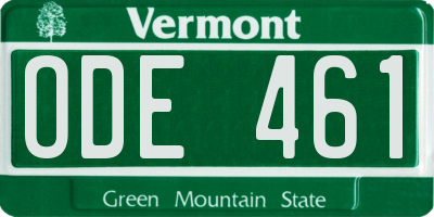 VT license plate ODE461