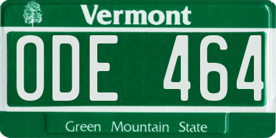VT license plate ODE464