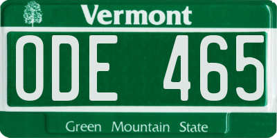 VT license plate ODE465