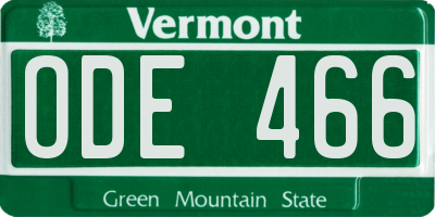 VT license plate ODE466