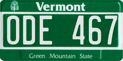 VT license plate ODE467
