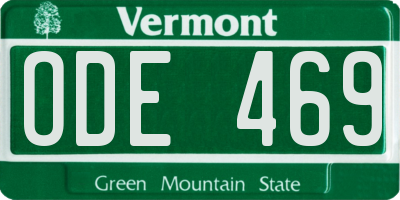 VT license plate ODE469