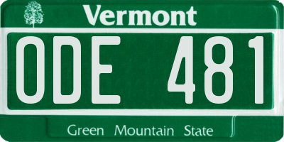 VT license plate ODE481