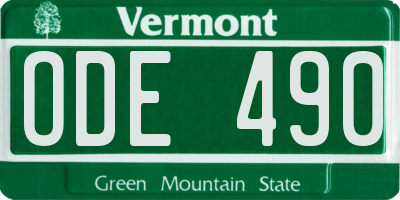 VT license plate ODE490