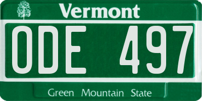 VT license plate ODE497
