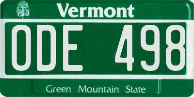 VT license plate ODE498