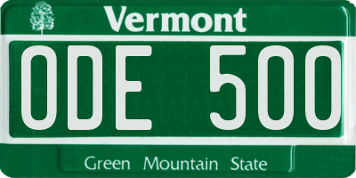 VT license plate ODE500