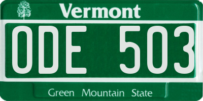 VT license plate ODE503