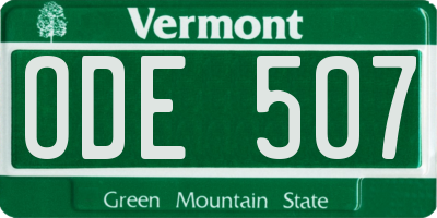 VT license plate ODE507