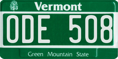 VT license plate ODE508