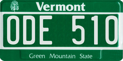 VT license plate ODE510