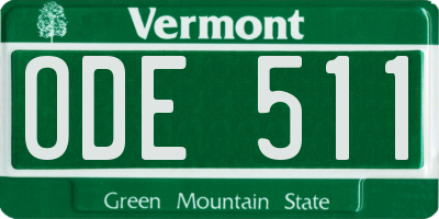 VT license plate ODE511